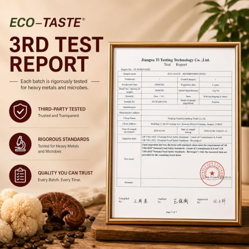 ECO-TASTE Mushroom Coffee Mix for Focus, 12 Sachets