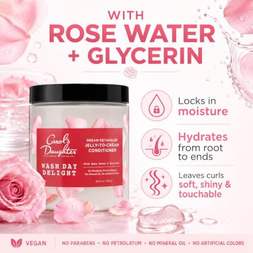 Carol's Daughter Detangling Jelly-to-Cream Conditioner With Glycerin and Rose Water, Moisturizing Conditioner for Curly Hair Paraben Free for Moisture