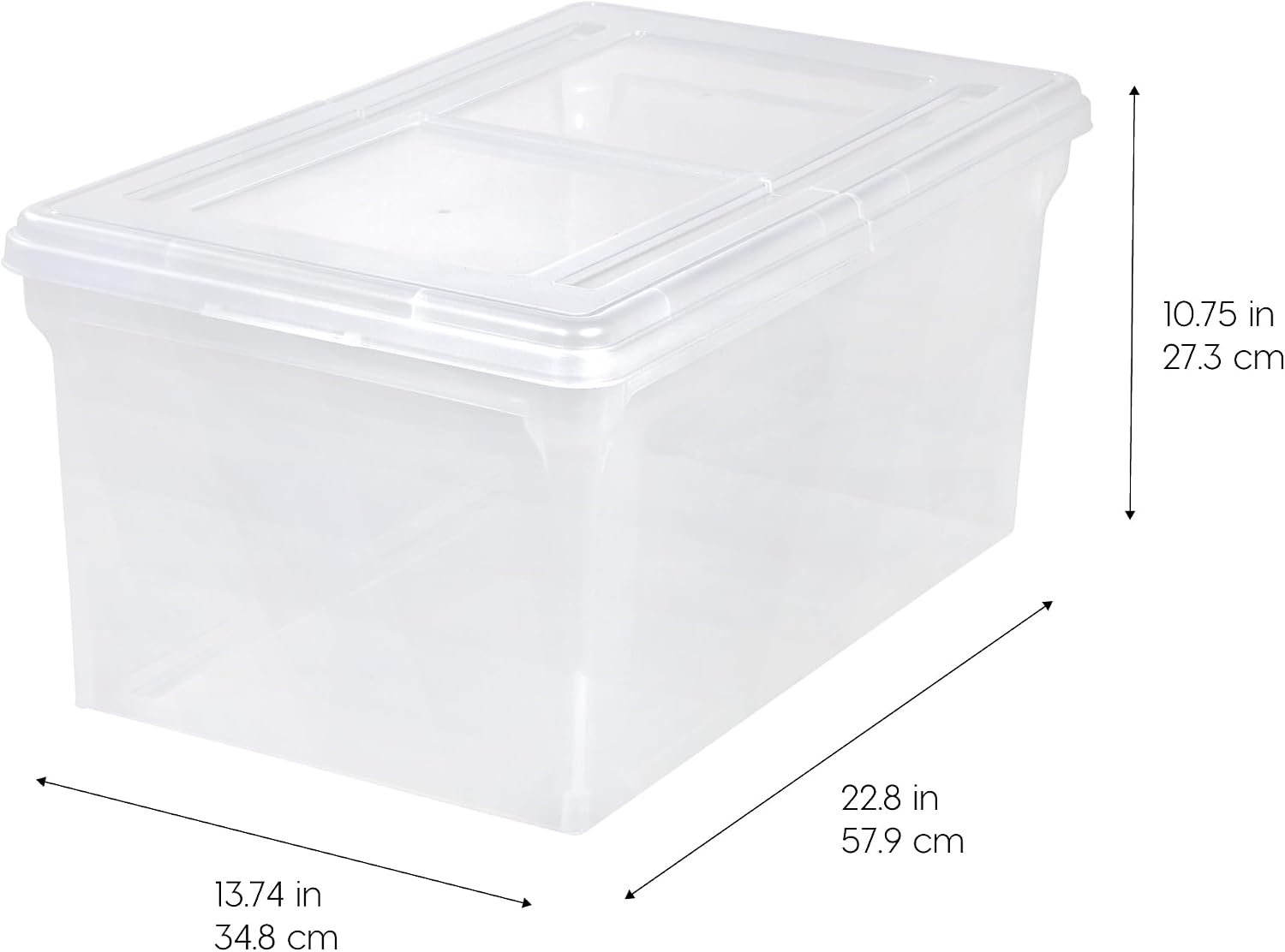 IRIS USA 5-Pack 44 Qt. Letter File Box with Hinged Lid, Clear | Protect important documents, letter and legal files with secure storage for home offices, moving, and long-term organization