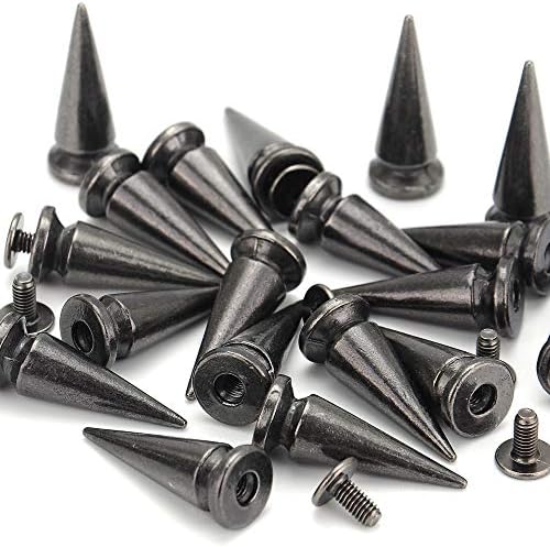YORANYO 20 Sets 25MM Silver Color Metallic Spikes and Studs 1" Metal Bullet Cone Spikes Screw Back Large Punk Studs and Spikes for Clothing Shoes