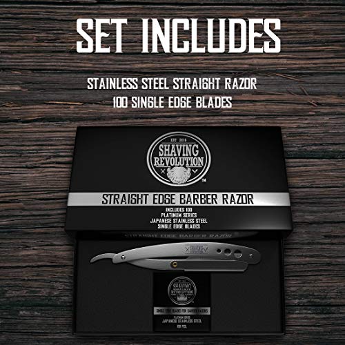 Shaving Revolution Straight Edge Barber Razor - Includes 100 Blades