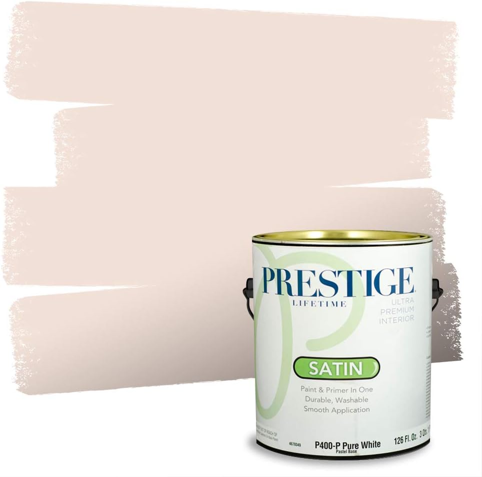 PRESTIGE Paints Exterior Paint and Primer In One, 1-Gallon, Semi-Gloss, Comparable Match of Sherwin Williams* Captivating Cream*