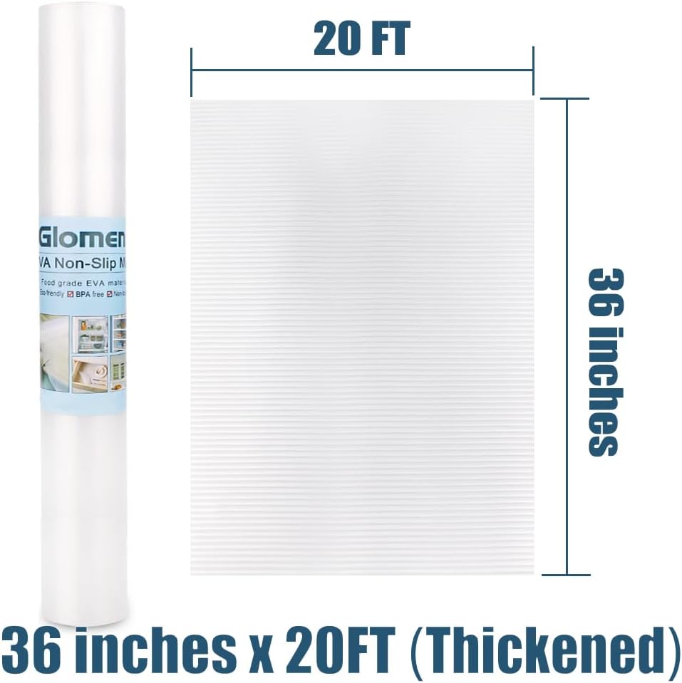 Shelf Liner, Non-Slip Cabinet Liner, Washable Oil-Proof for Kitchen Cabinet, Shelves, Refrigerator, Storage, Desks, 12 Inches x 20 FT