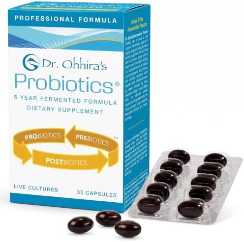 Dr Ohhiras Probiotics Professional Formula with 5 Year Fermentation | Probiotic Prebiotic Postbiotic Supplement for Men and Women | Probiotics for Gut Health and Digestive Support | 60 Capsules