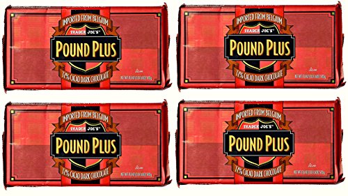 Trader Joe's Pound Plus GIANT Belgian 72% Dark Chocolate Bar - 4 Pack (17.6 oz)
