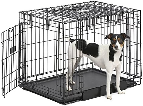 MidWest Homes for Pets Medium Ovation Double Door 30-inch Folding Metal Dog Crate, Front and Up & Away Side Doors, Space-Saving Design
