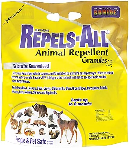 Bonide Repels-All Animal Repellent Granules, 6 lbs. | Ready-to-Use Deer & Rabbit Repellent, Deter Pests from Lawn & Garden