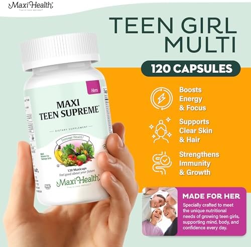 Teen Vitamins for Boys 12-17 - Teen Multivitamin Supreme with D3, Iron, Calcium, Biotin, Digestive Enzymes – Teenager Boy Multi Vitamins for Energy, Brain & Mood Support – 60 Count