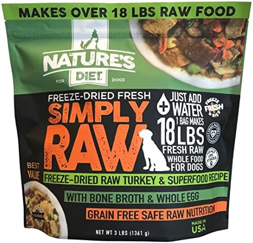 Nature's Diet Simply Raw Freeze-Dried Whole Food Meal - Makes 18 Lbs Fresh Food with Muscle, Organ, Bone Broth, Whole Egg, Superfoods