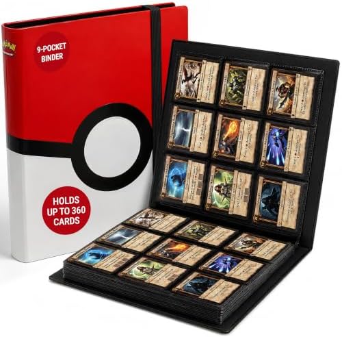Ultra Pro Pokemon Card Binder 9 Pocket Full-View with Poke Ball Design – Trading Card Binder Holds 360 Cards Side Loading – Organizer for TCG