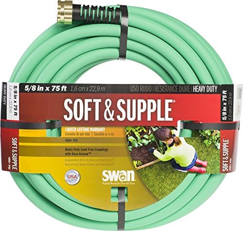 Swan Products SNSS58075 Soft/Supple Easy Coil Heavy Duty Water Hose 75 ft, 5/8" Diameter, Green