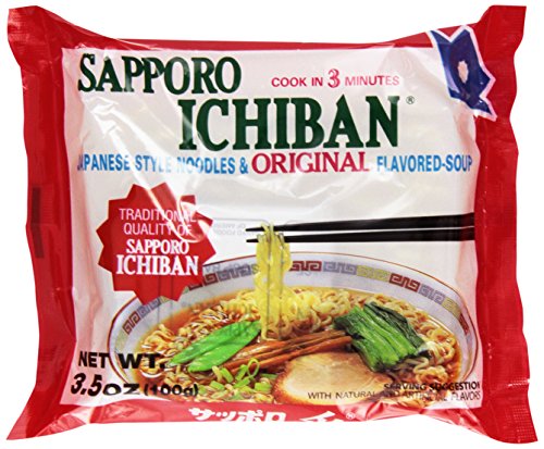 stickerless New [SAPPORO ICHIBAN] Ramen Noodles, Original Soy Sauce Flavor, No.1 Tasting Japanese Instant Noodles (3.5 Oz) (24 pouches)