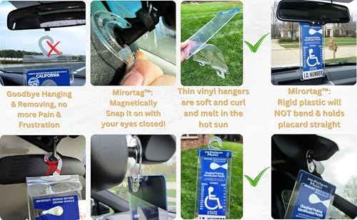 Silver by JL Safety- Handicap Parking Placard Holder, Magnetically Display & Put Away Your Disabled Permit Tag with Eyes Closed. Made in USA
