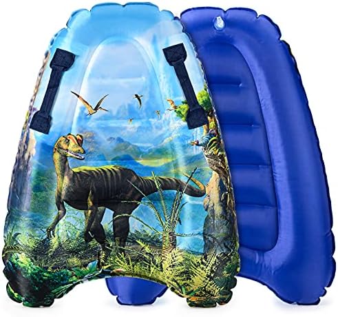 Inflatable Boogy Boards for Beach Travel Toys, 30” Cavas Slip Slide Water Park Body Surfing Board with Handles