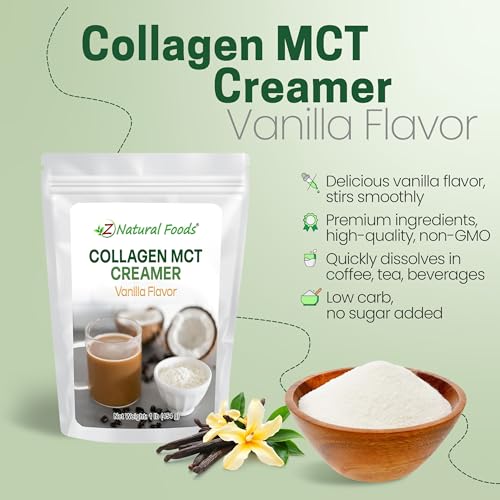 Z Natural Foods Collagen MCT Oil Creamer Powder- Vanilla, 16 oz (Pack of 1)