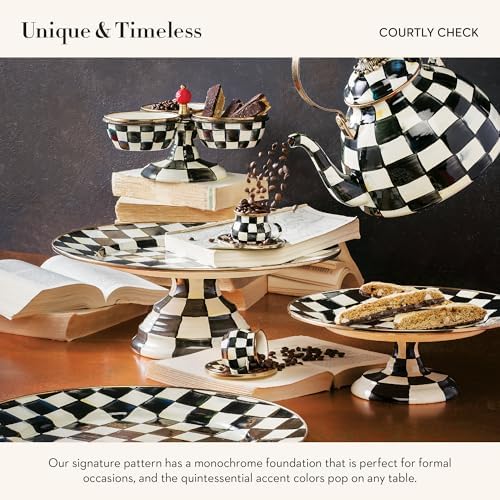 MACKENZIE-CHILDS Espresso Cup & Saucer Set, Black-and-White Courtly Check