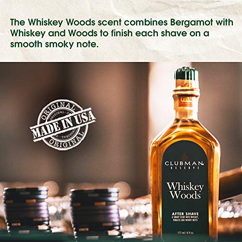 Clubman Reserve Whiskey Woods After Shave Lotion for Men – Refreshing After Shave Splash, Soothing Aftershave Care, 6 oz