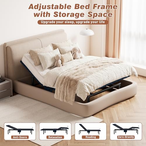 Twin XL Adjustable Bed Base Quiet Motor Zero Gravity Anti-Snore | Heavy-Duty Metal Frame,Wireless Remote, Independent Head & Foot Incline