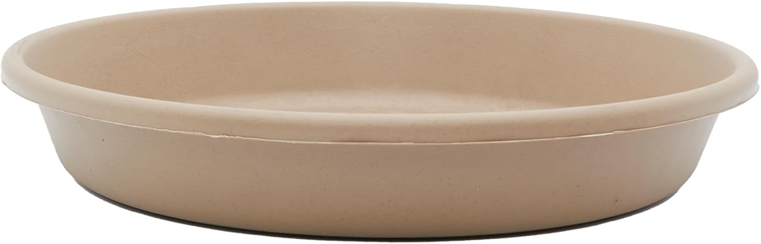 The HC Companies 14 Inch Round Plastic Classic Plant Saucer - Indoor Outdoor Plant Trays for Pots - 14"x14"x2.5" Sandstone