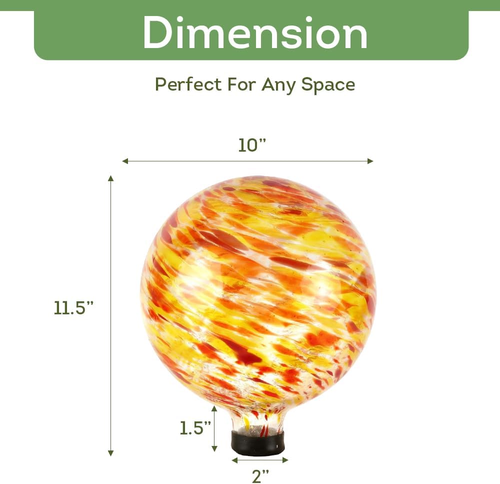 Lily's Home Glass Gazing Ball, A Colorful Addition to Any Garden or Home, Ideal As a Housewarming Gift. 10 Inch (Calming Water)
