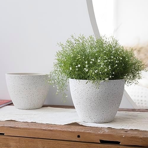 LA JOLIE MUSE Planter Pots, Indoor Outdoor Flower Pot, 8.6+7.5 Inch 2 Pack