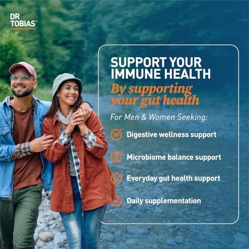 Dr. Tobias Deep Immune Probiotic + Prebiotic 60 Capsules | Gut Health | Dual Action Gut & Immune Support | DE111 Spore Forming Probiotics + PreforPro | Targeted Release | Shelf Stable | 30 Servings