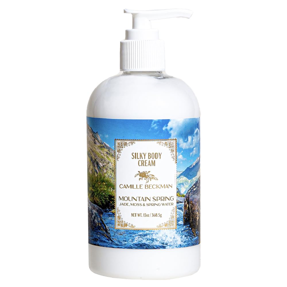 Camille Beckman English Lavender Silky Body Cream, Moisturizer, 13 oz | Sweet almond oil, glycerin, aloe & vitamin E; non-greasy vegan formula; fresh lavender scent; for all skin types; USA made