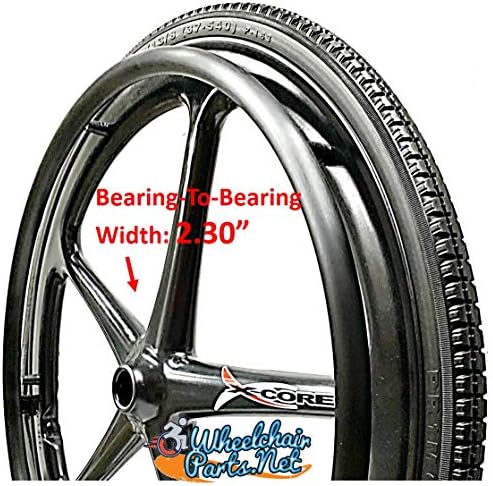 Set of 2 X-CORE Rear Wheelchair-WHELS 24" X1 3/8" (540) Black Color with Everyday Street Tires & Push Rims