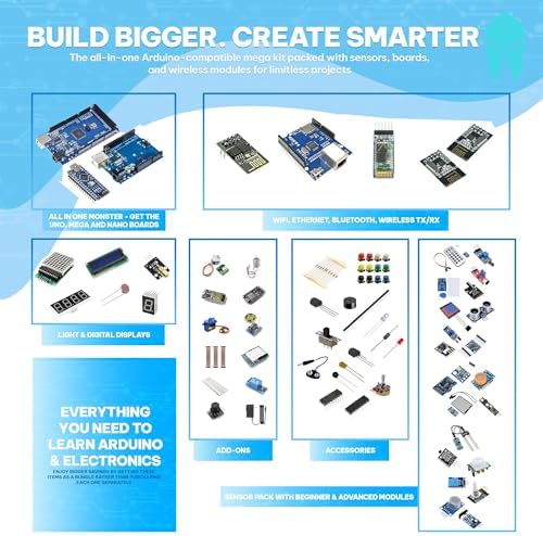 GAR Monster Starter Kit for Arduino - Robotics & IoT Development | Comprehensive 5-Board Set: Uno R3, Mega 2560, Nano V3, ESP32 WiFi+BT