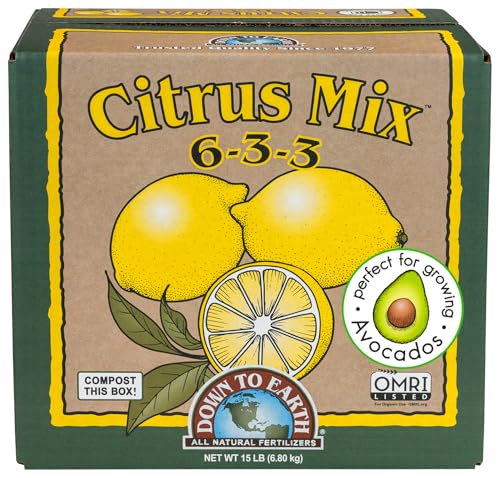Down To Earth All Natural Fertilizers Organic Citrus Mix - 6-3-3, 1 lb | Plant Food for Lemons, Limes, Oranges, Avocados, Fruit Trees, Vines, Contains Nitrogen, Zinc, Iron, For Blossoms and Fruits