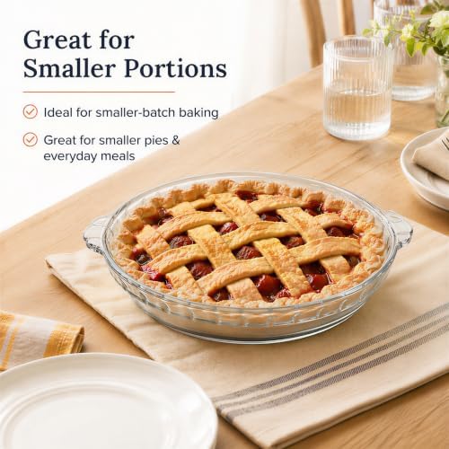 Kingrol 3 Pack Glass Pie Plates with Handles, 9 Inch Pie Baking Dishes