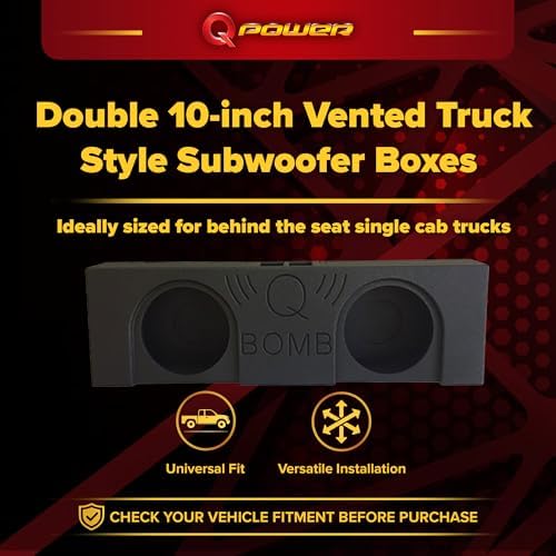 Q Power QBomb Single 12 Inch Vented Subwoofer Sub Box with Black Bedliner Spray