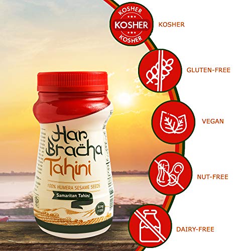 Har Bracha Tahini Paste (17.6 oz). 100% Natural, Vegan Friendly & Kosher Pure Ground Tahina Sauce. Raw Roasted Sesame Seeds for Oriental Dips