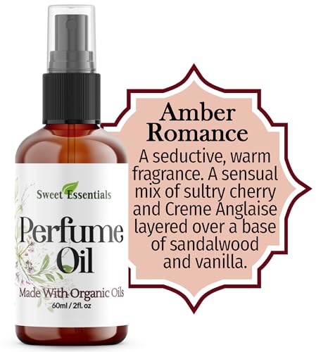 Sweet Essentials AMBER ROMANCE TYPE, Fragrance - Perfume Oil, Made with Organic Oils, 2oz, Spray on Perfume Hair & Body Oil - Alcohol
