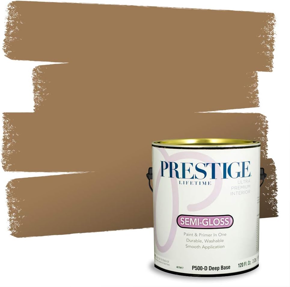 PRESTIGE Paints Exterior Paint and Primer In One, 1-Gallon, Satin, Comparable Match of Sherwin Williams* Relaxed Khaki*