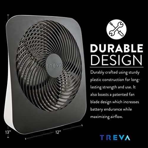 Treva 10 in Portable Desk Fan Battery or AC 2-Speed with USB Port
