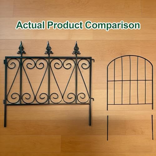 AMAGABELI GARDEN & HOME 5 Panels 32in(H)×10ft(L) Decorative Garden Fences and Borders for Dogs No Dig Rustproof Metal Fence Panels Garden Edging Border Animal Barrier Fencing for Flower Beds Black