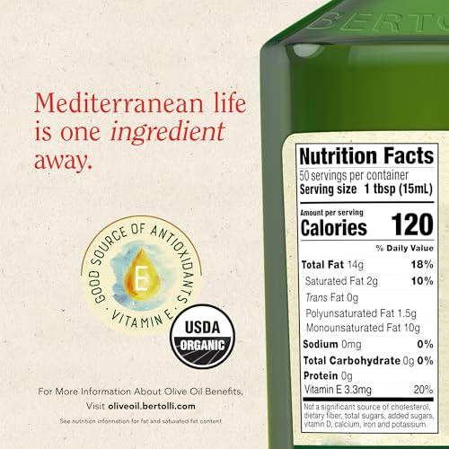 Bertolli Organic Extra Virgin Olive Oil, First Cold Pressed, 25.4 fl oz