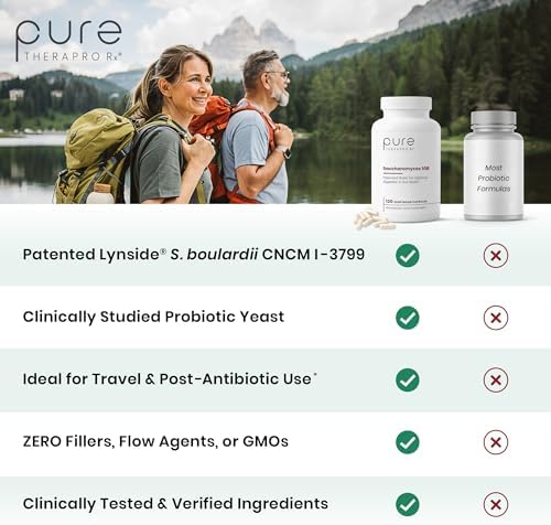 Pure Therapro Rx Saccharomyces 10B Probiotic, 120 Capsules | Supports Gut & Digestive Health, 10B CFU Saccharomyces Boulardii, For Men & Women, No Fillers, Made in USA, Pharma Grade