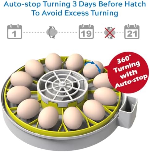 KEBONNIXS 12 Egg Incubator with Humidity Display, Egg Candler, Automatic Egg Turner, for Hatching Chickens