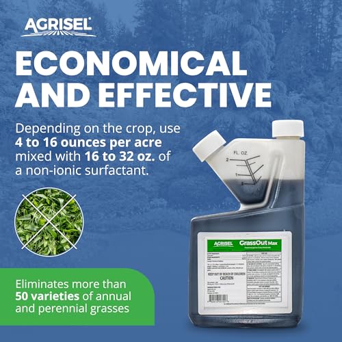 Agrisel GrassOut Max Weed Killer, Pet Safe, 32 Ounces | Targets 50+ Grassy Weeds Without Harming Desired Plants, Large Area Treatment, Easy Application