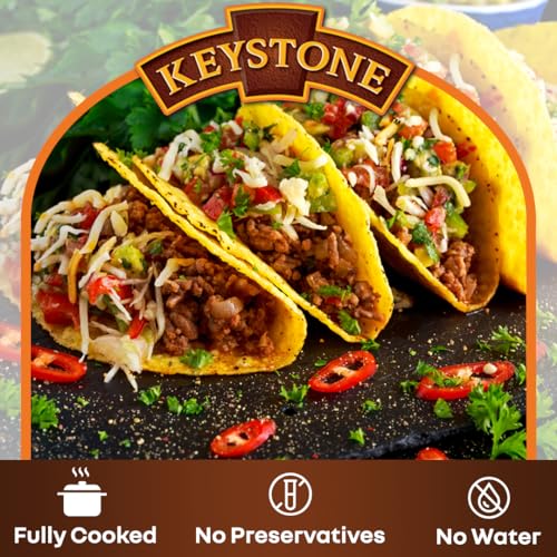 Keystone Meats All Natural Heat and Serve Ground Beef 14 oz – Fully Cooked Canned Meat – Ready to Eat – 5-Year Shelf Life – Pantry Staple for Everyday Meals, Emergency Survival Canned Food – Made in USA – Pack of 3