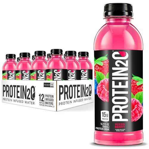 Protein2o 15g Whey Protein Isolate Infused Water, Ready To Drink, Sugar Free, Gluten Free, Lactose Free, Harvest Grape, 16.9 oz Bottle (Pack of 12)