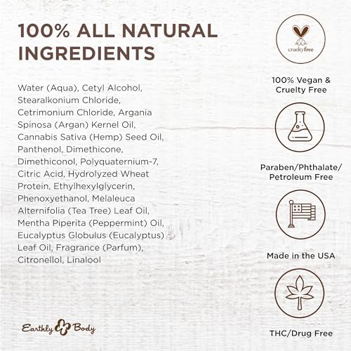 Earthly Body Miracle Oil Tea Tree Conditioner, 16 oz. - Detangles, Tames Frizz & Nourishes Roots - Tea Tree, Hemp Seed