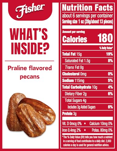 Fisher Snack Glazed Pecans Candied, 24 oz, Pack of 1 | Junior Mammoth Candied Pecans, Perfect For Gifting Or Personal Enjoyment, Crunchy, Irresistibly Sweet