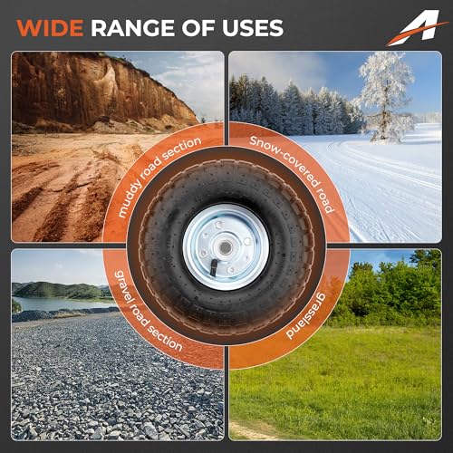 10-Inch Pneumatic Tires Generator Wheel Kit (4 PCS) Compatible with Harbor Freight Predator 6500 8750 9000 Watts, Heavy Duty All-Terrain Cart Wheels