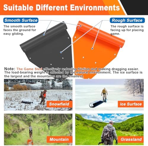 Bayattoo Heavy Duty Drag Sled Mat-Thickened Tear-Resistant HDPE with Pull Cables, Portable Yard, Hunting & Construction Hauler