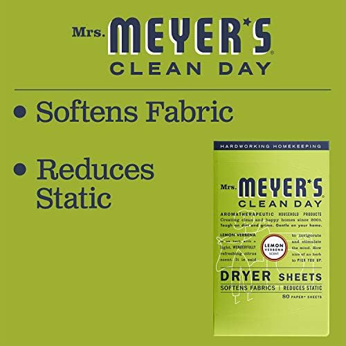 Mrs. Meyer's Clean Day Dryer Sheets, 80 Count (Lemon Verbena, Pack - 1)