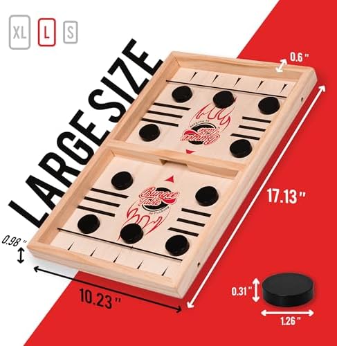 Fast Sling Puck Game - Test Your Speed and Accuracy with This Fast-Paced Wooden Air Hockey Board Game - Guaranteed Fun for Family Night or Friends