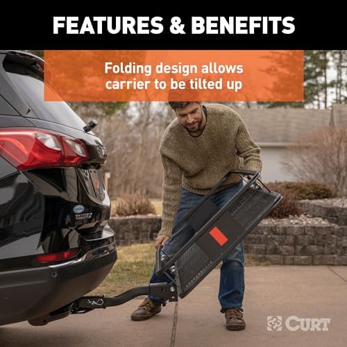 CURT 18153 Folding Hitch Basket Cargo Carrier, 60" x 24", 500 lb